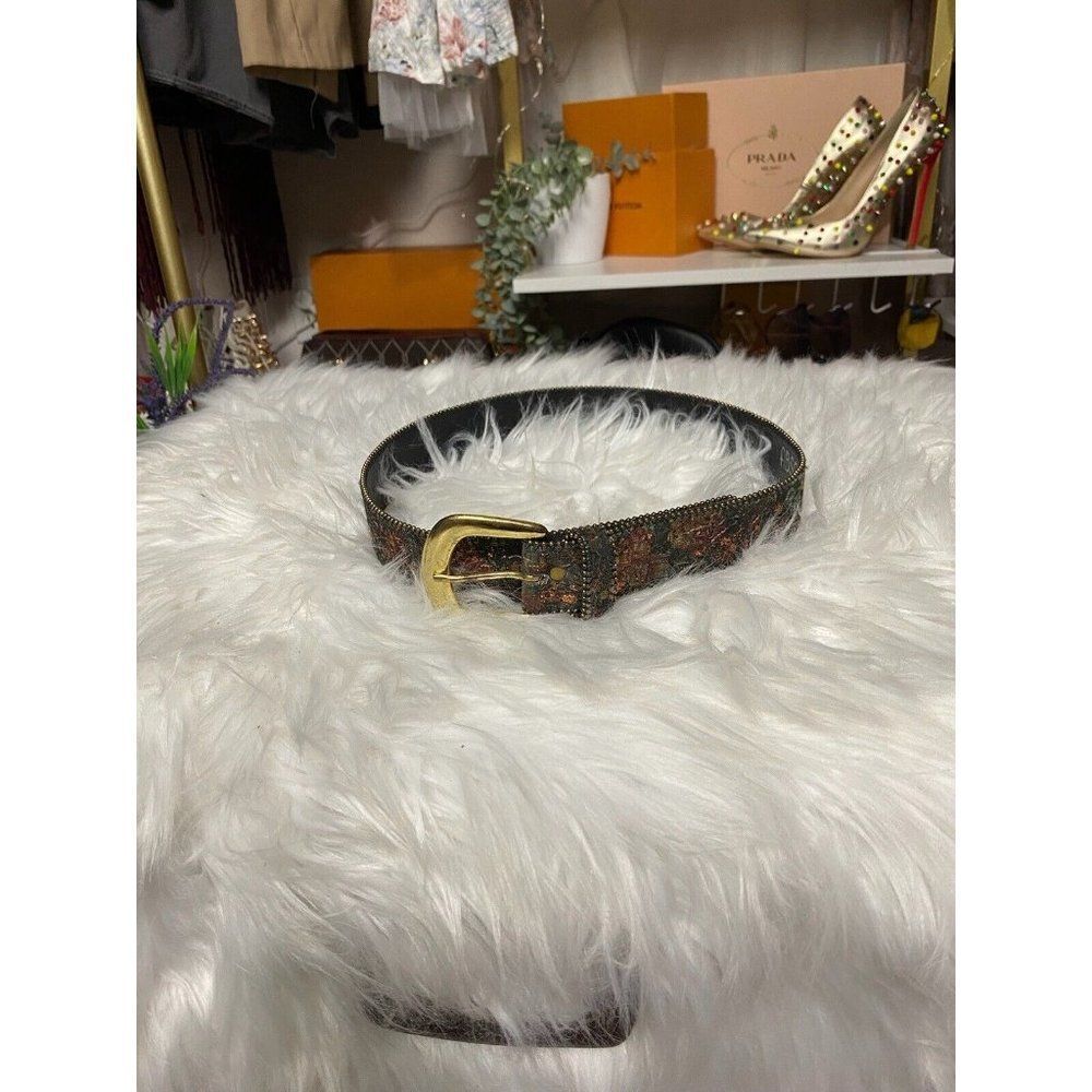 Vintage 1990s Tapestry Floral Belt -Absolutely Fresh (Brand) -Green/Rose/Tan 33”